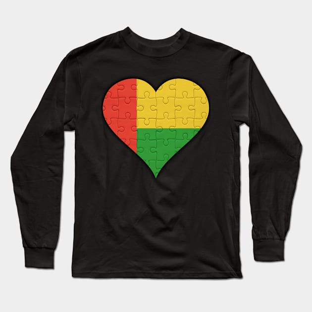 Bissau Guinean Jigsaw Puzzle Heart Design - Gift for Bissau Guinean With Guinea Bissau Roots Long Sleeve T-Shirt by Country Flags